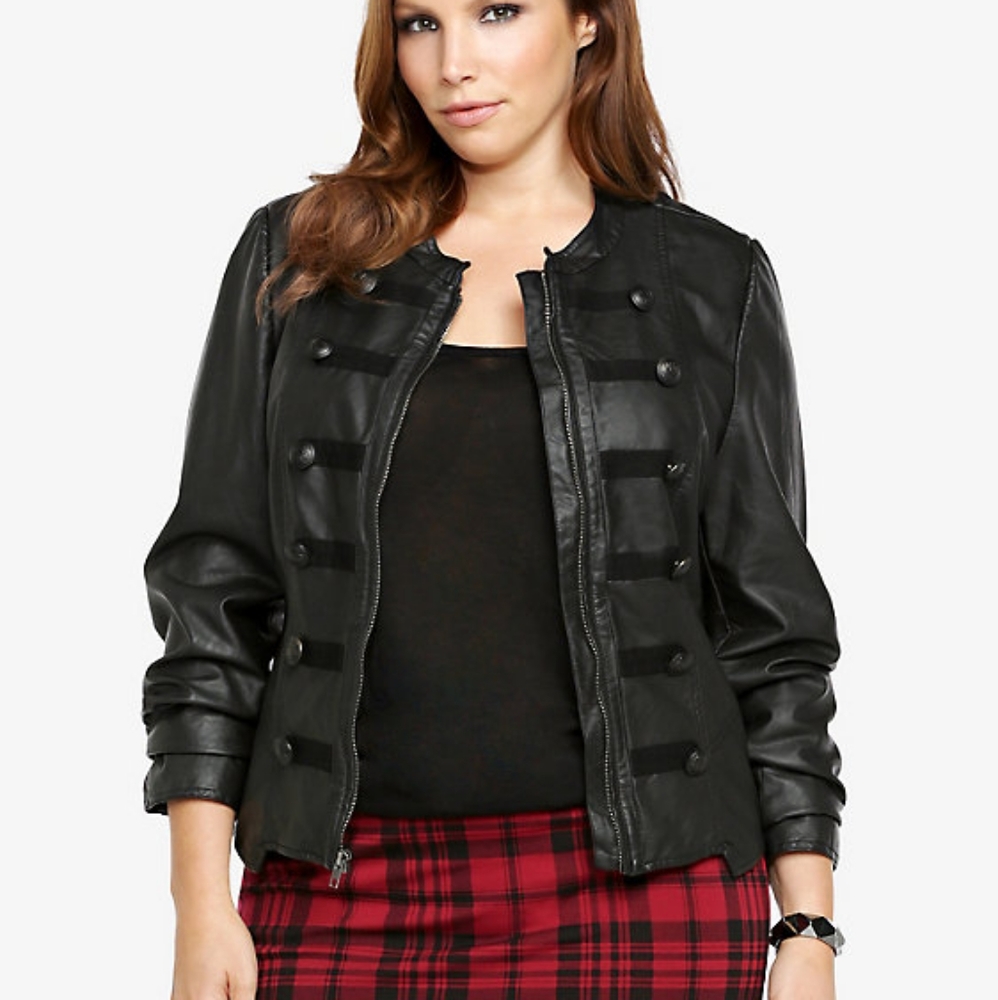 FAUX LEATHER MILITARY JACKET
